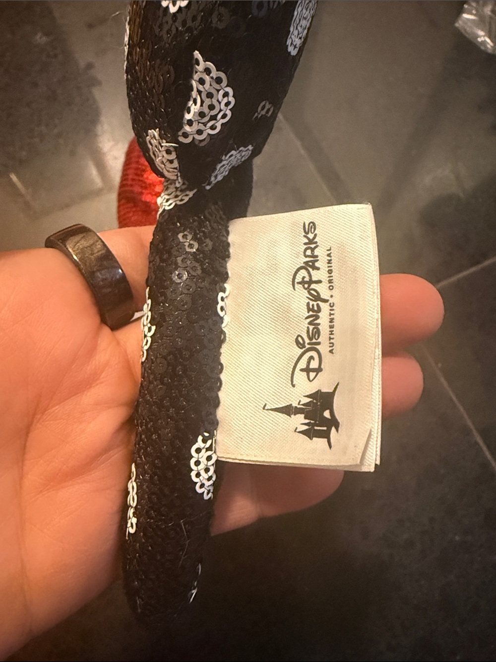 Disney Parks Minnie Mouse Authentic and White Sequin Polka Dot Ear Headband - Picture 5 of 9